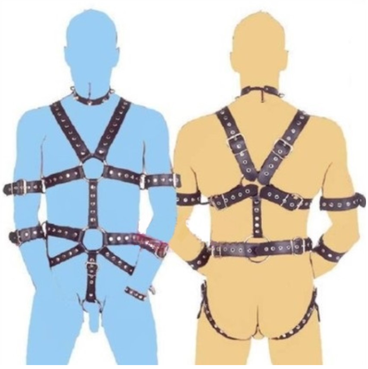 Men's Leather Bodysuit Set for BDSM Enthusiasts