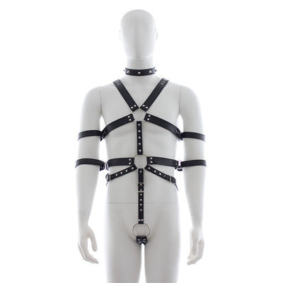 Men's Leather Bodysuit Set for BDSM Enthusiasts