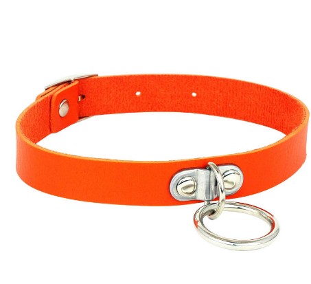 PU Leather Gothic Choker with Chain for Bondage Play