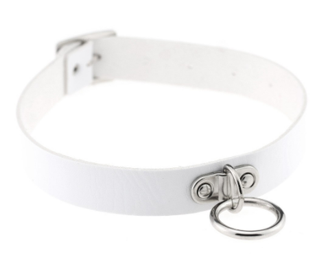 PU Leather Gothic Choker with Chain for Bondage Play